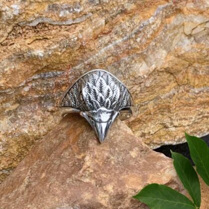 Sterling Silver Eagle Head Ring Overhead View