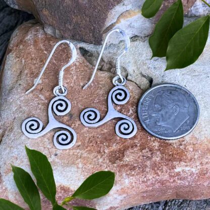 Sterling Silver Celtic Triskelion Dangle Earrings