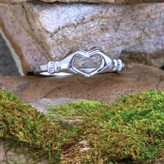 Sterling Silver Heart-Hand Friendship Ring