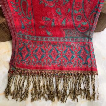 an image of a Berry Red and Teal Floral Scarf