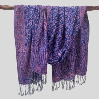 An image of a Indigo and Pink Paisley Scarf