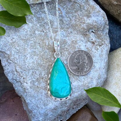 Sterling Malachite Teardrop Pendant