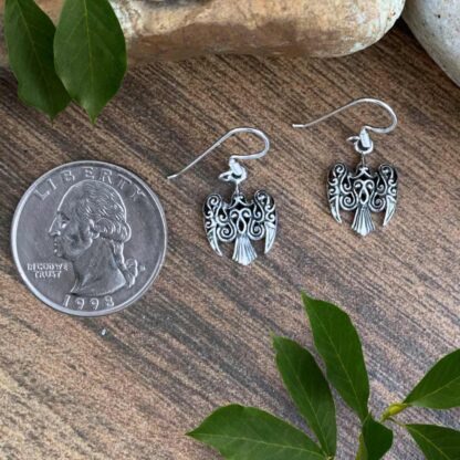 an image of swooping Sterling Silver Filigree Raven Dangle Earrings