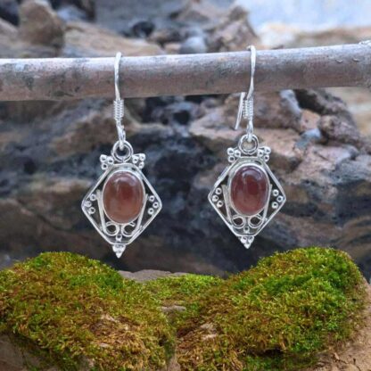 Oval Carnelian & Sterling Earrings