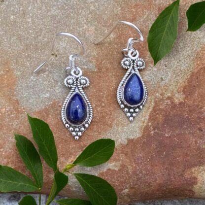 an image of a pair of Princess Teardrop Lapis Lazuli and Sterling Silver Earrings