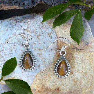 an image of our Tiger's Eye and Sterling Silver Teardrop Earrings