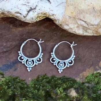 an image of Petite Pretty Boho Sterling Silver Hoop Earrings