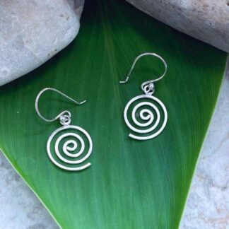 an image of a pair of Petite Sterling Silver Spiral Earrings that a very light weight with just a bit of dangle