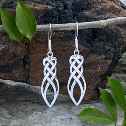 an image of a dangling pair of Contemporary Celtic Knot Sterling Earrings