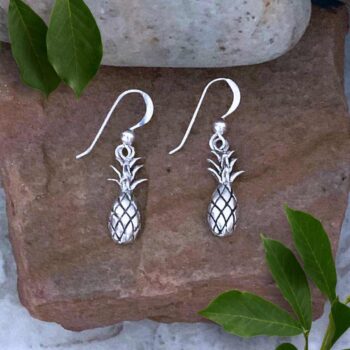 an image of a pair of Sterling Silver Pineapple Earrings with a bit of dangle