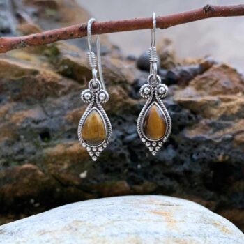 an image of our Princess Teardrop Tiger's Eye and Sterling Silver Earrings