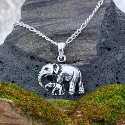 Sterling Elephant with Baby Pendant