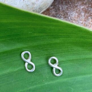 an image of a petite pair of Sterling Silver Infinity Stud Earrings