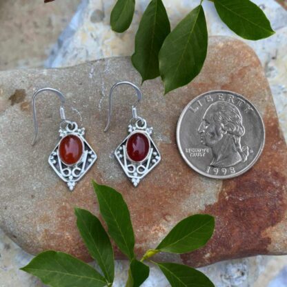 Oval Carnelian & Sterling Earrings