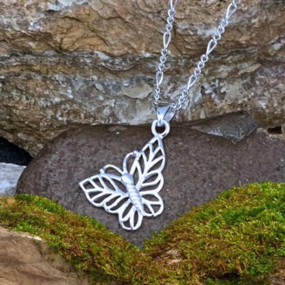 Sterling Angled Butterfly Pendant