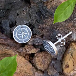 an image of a pair of Sterling Silver Compass Stud Earrings