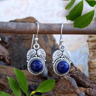 an image of our Lapis Lazuli and Sterling Silver double Leaf Earrings