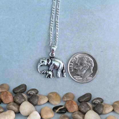 Sterling Elephant with Baby Pendant