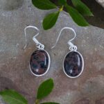 an image of a simple pair of Oval Mahogany Obsidian and Sterling Silver Earrings