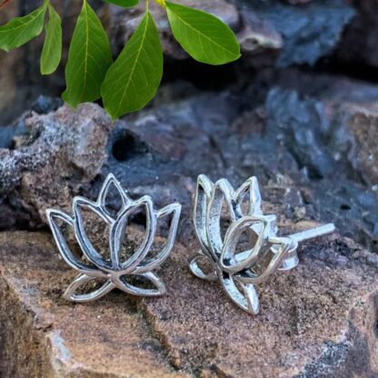 Sterling Silver Lotus Stud Earrings with open design