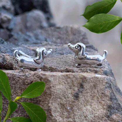 an image of a pair of Sterling Dachshund Stud Earrings