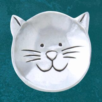 an image of a Pewter Smiling Kitty Cat Charm Bowl that is 1.75 inches in diameter