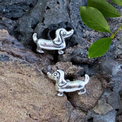 an image of a pair of Sterling Dachshund Stud Earrings