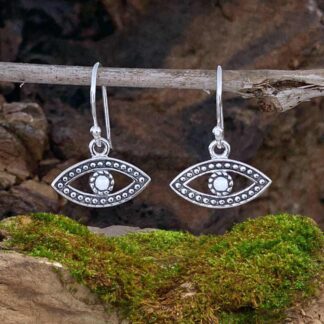 an image of a pair of Sterling Silver Beaded Open Eye Dangle Earrings