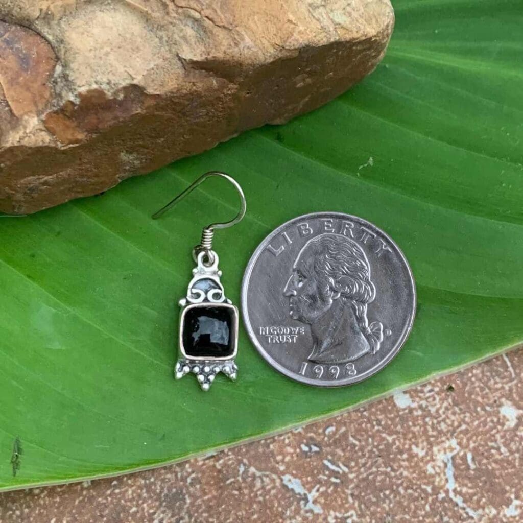 thumbnail image 2 of Handmade Silver Plated Black Onyx Clip-On Earrings – Long Dangly Drop Style, UK Made 2 of 3