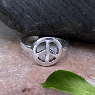 an image of a single Peace Sign Sterling Silver Toe Ring