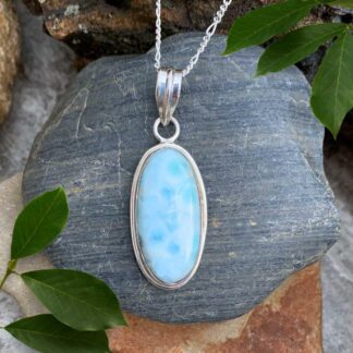 an image of an Oval Larimar and Sterling Silver Pendant