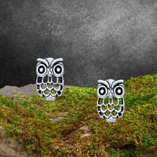 an image of a pair of Sterling Silver Filigree Owl Stud Earrings