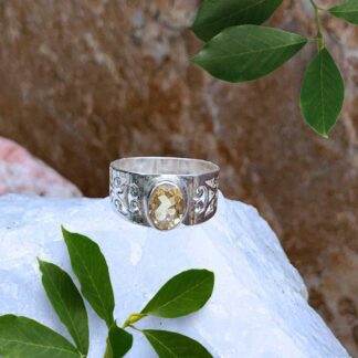 an image of a Filigree Sterling Silver and Oval Faceted Citrine Ring