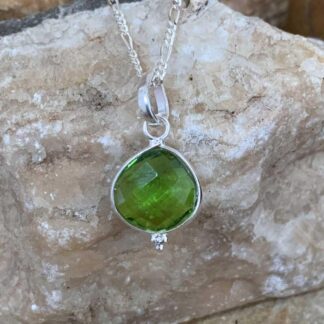 an image of a Petite Faceted Peridot and Sterling Silver Pendant