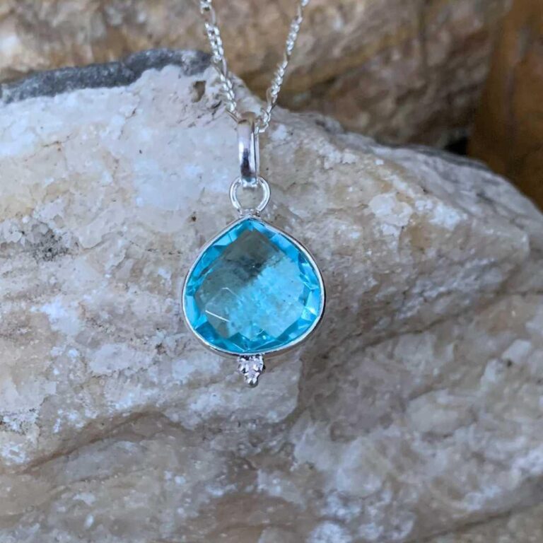 Petite Faceted Blue Topaz and Sterling Silver Pendant - GLE-Good Living ...