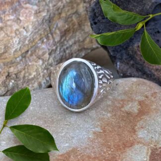 an image of a Bold Sterling Silver and Oval Labradorite Ring