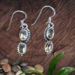 an image of a pair of Double Oval Citrine and Sterling Silver Dangle Earrings