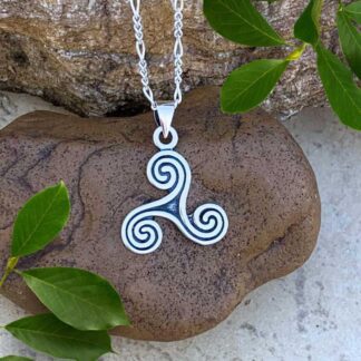 an image of a Sterling Silver Oxidized Celtic Triskelion Pendant with face height of .748 inches