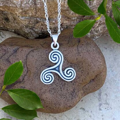 an image of a Sterling Silver Oxidized Celtic Triskelion Pendant with face height of .748 inches