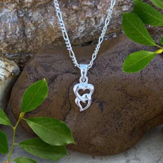 an image of a Petite Sterling Silver Interlocking Double Heart Pendant