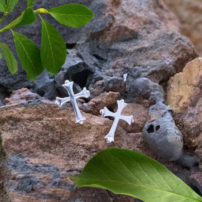 an image of a pair of Dainty Sterling Silver Cross Stud Earrings