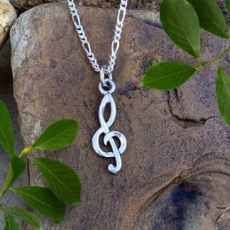 an image of a Petite Sterling Silver Treble Clef Pendant