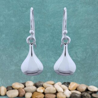 an image of a pair of sterling silver petite teardrop shaped dangle earrings