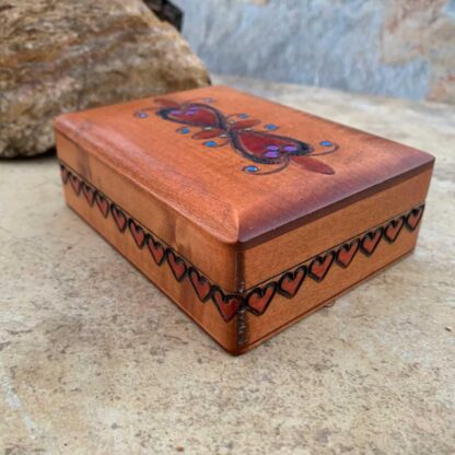 an image of a side view of a Handcrafted Simple Two Hearts Keepsake Box