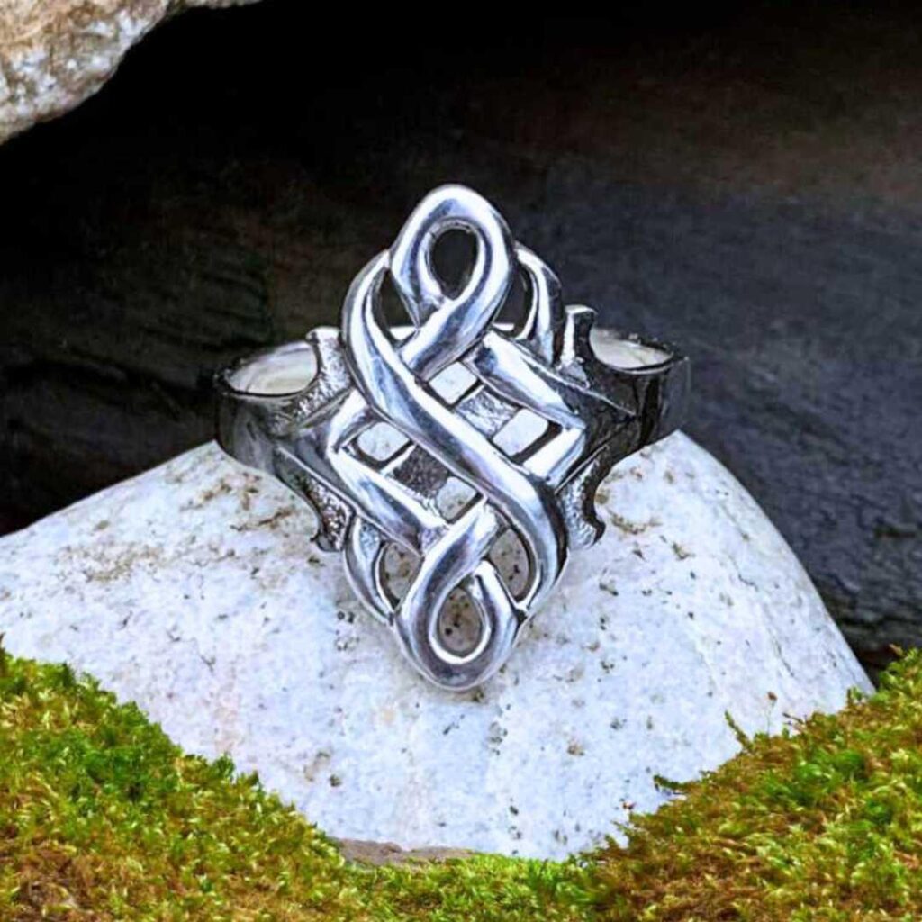 an image of a Sterling Silver Celtic Knot Marquise Shaped Ring