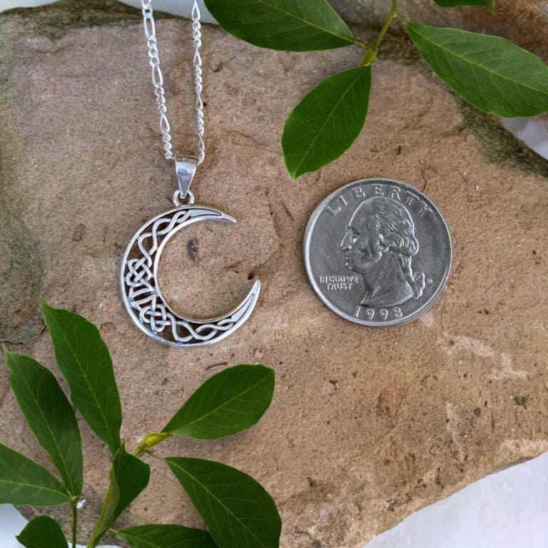 Sterling Silver Celtic Knot Crescent Moon Pendant - GLE-Good Living ...