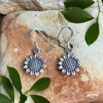 an image of a pair of Sterling Silver Sunflower Dangle Earrings