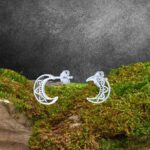 an image of a pair of Boho Filigree Sterling Silver Crescent Moon Stud Earrings