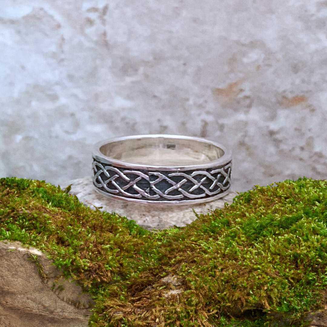 an image of an Oxidized Sterling Silver Celtic Knot Wraparound Band Ring