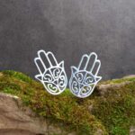 an image of a pair of Sterling Silver Hamsa Stud Earrings
